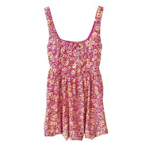 Land of the Free Liberty Fuchsia Floral Corset‎ Mini Tank Dress  Large Flirty
